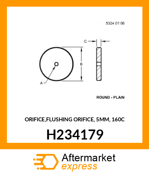 ORIFICE,FLUSHING ORIFICE, 5MM, 160C H234179