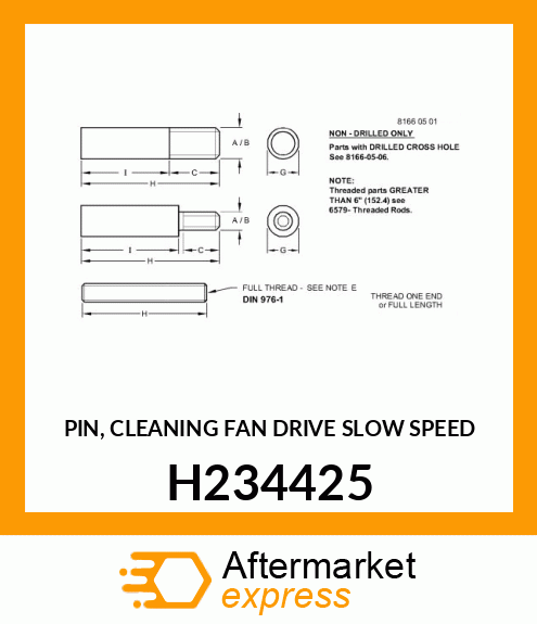 PIN, CLEANING FAN DRIVE SLOW SPEED H234425