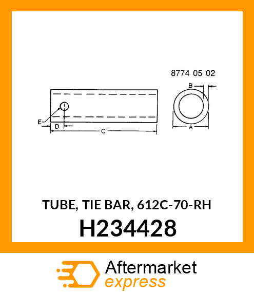 TUBE, TIE BAR, 612C H234428