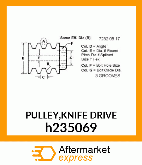 PULLEY,KNIFE DRIVE h235069