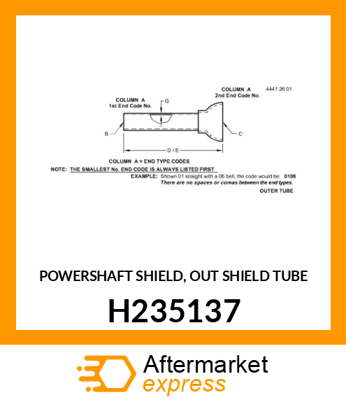 POWERSHAFT SHIELD, OUT SHIELD TUBE H235137