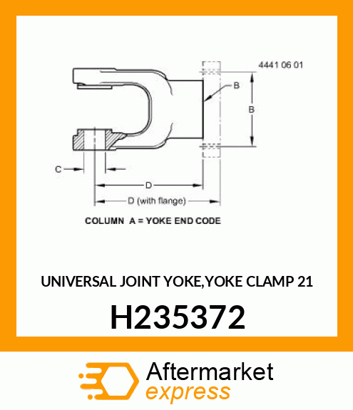 UNIVERSAL JOINT YOKE,YOKE CLAMP 21 H235372