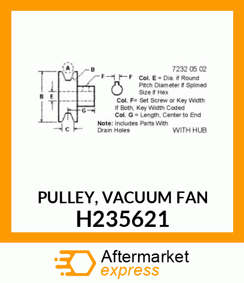 PULLEY, VACUUM FAN H235621