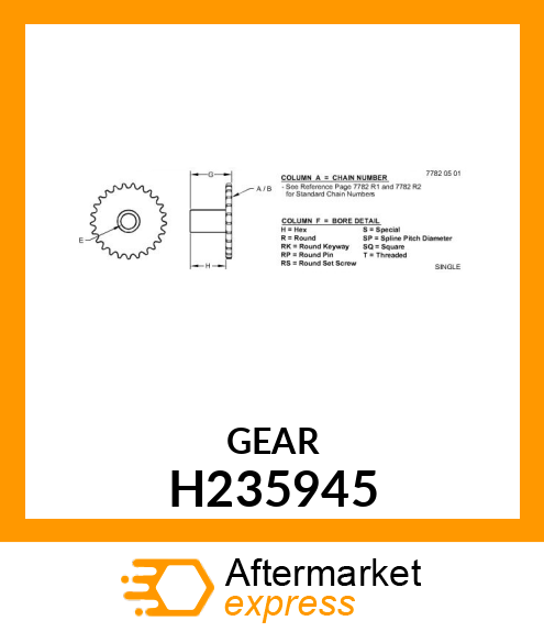 CHAIN SPROCKET, CHAIN ASSY H235945