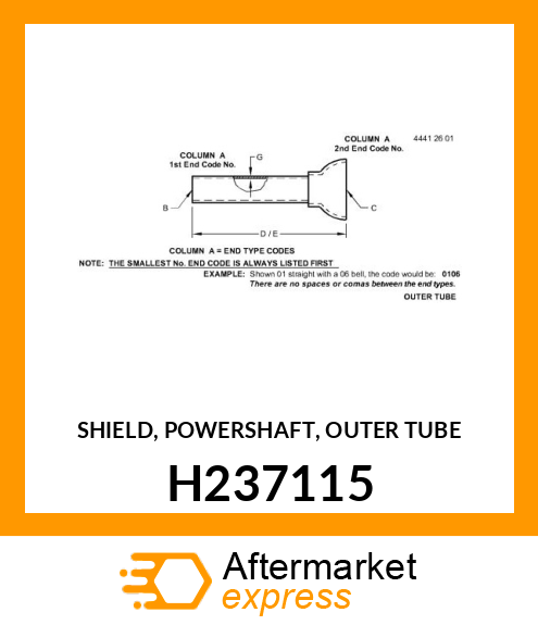 SHIELD, POWERSHAFT, OUTER TUBE H237115