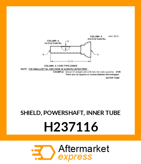 SHIELD, POWERSHAFT, INNER TUBE H237116