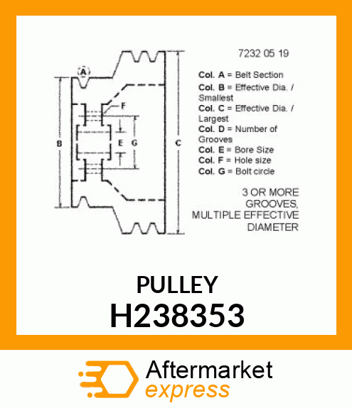 PULLEY, FEED BEATER DRIVEN H238353