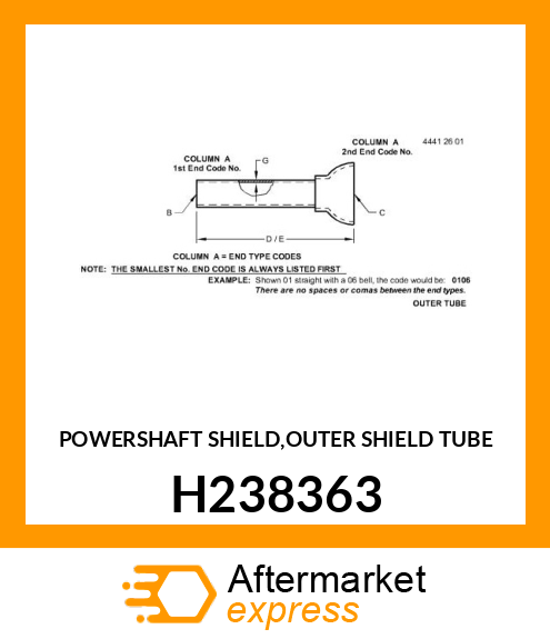 POWERSHAFT SHIELD,OUTER SHIELD TUBE H238363