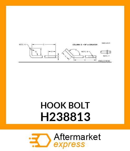 HOOK BOLT, VACUUM FAN H238813