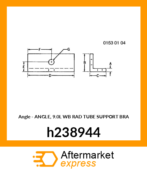 ANGLE, 9.0L WB RAD TUBE SUPPORT BRA h238944