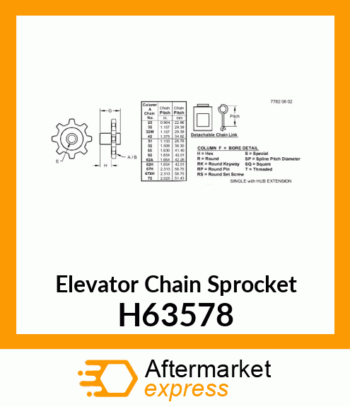 SPROCKET NO. 55 LINK CHAIN 7 TEETH H63578