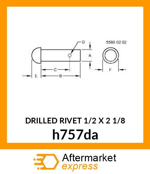 DRILLED RIVET 1/2 X 2 1/8 h757da