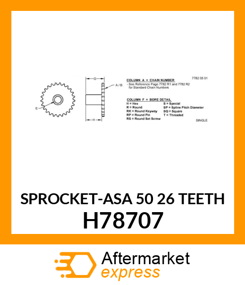 SPROCKET H78707