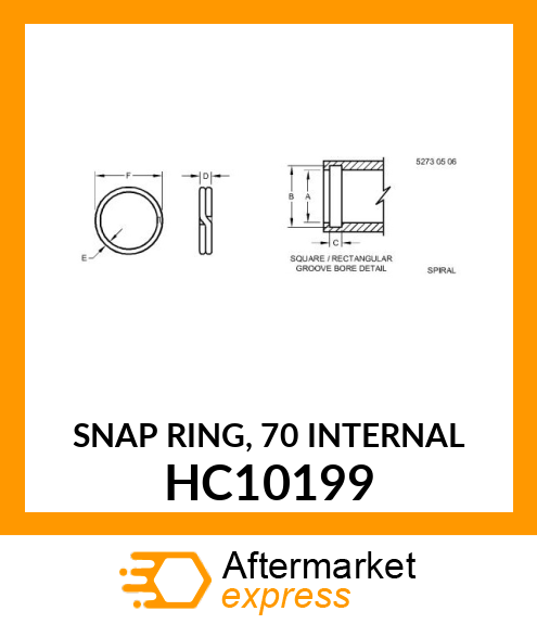 SNAP RING, 70 INTERNAL HC10199