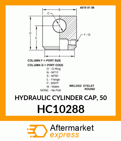 HYDRAULIC CYLINDER CAP, 50 HC10288