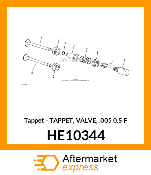 Tappet - TAPPET, VALVE, .005 0.S F HE10344