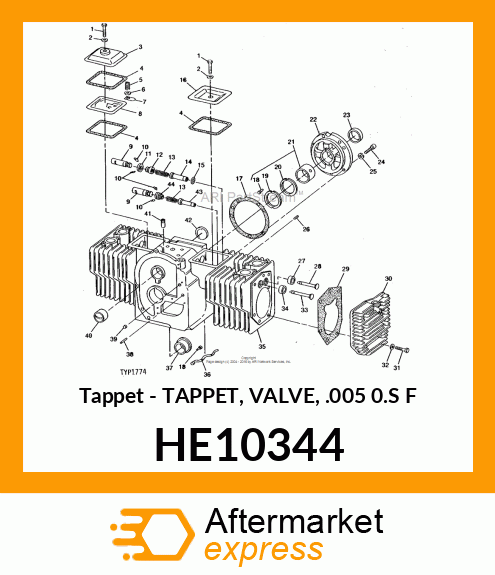 Tappet - TAPPET, VALVE, .005 0.S F HE10344