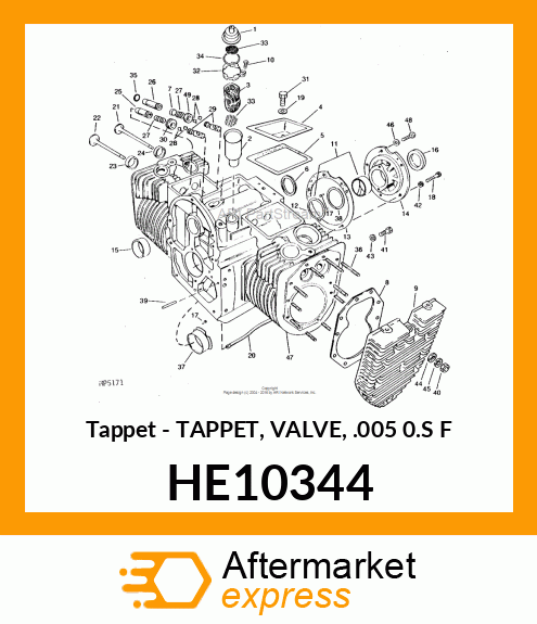 Tappet - TAPPET, VALVE, .005 0.S F HE10344