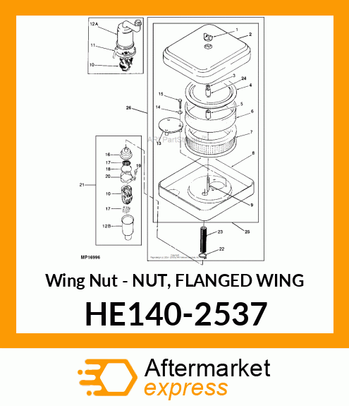 Wing Nut - NUT, FLANGED WING HE140-2537