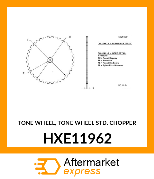 TONE WHEEL, TONE WHEEL STD. CHOPPER HXE11962