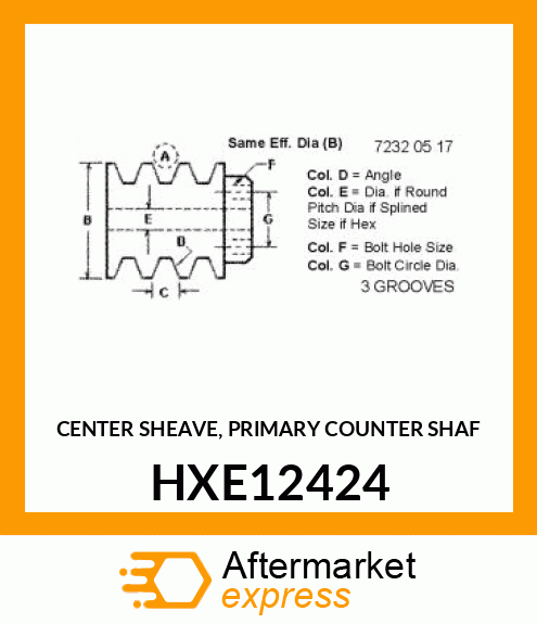 CENTER SHEAVE, PRIMARY COUNTER SHAF HXE12424