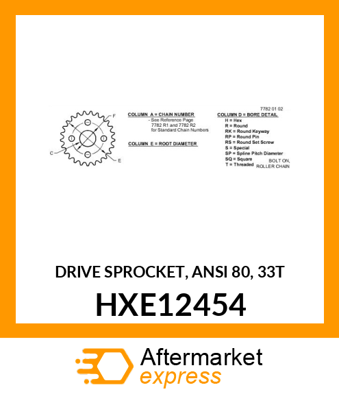 DRIVE SPROCKET, ANSI 80, 33T HXE12454