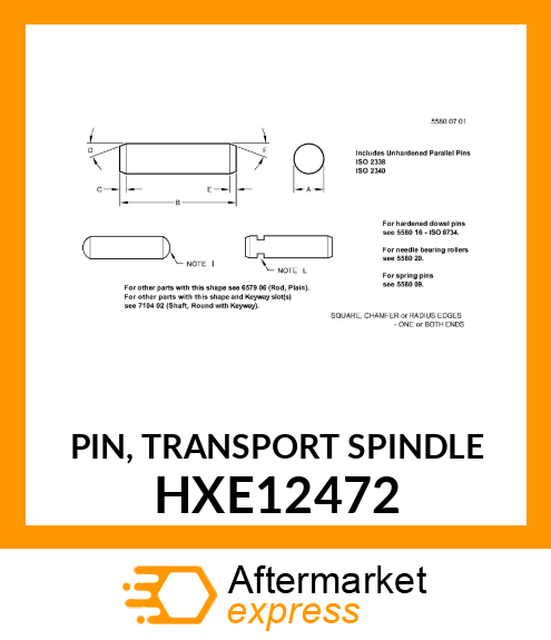 PIN, TRANSPORT SPINDLE HXE12472