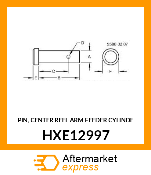 PIN, CENTER REEL ARM FEEDER CYLINDE HXE12997