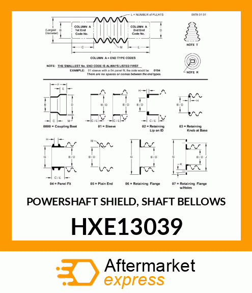 POWERSHAFT SHIELD, SHAFT BELLOWS HXE13039