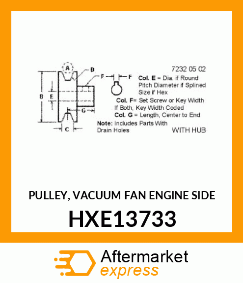 PULLEY, VACUUM FAN HXE13733