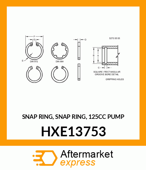 SNAP RING, SNAP RING, 125CC PUMP HXE13753