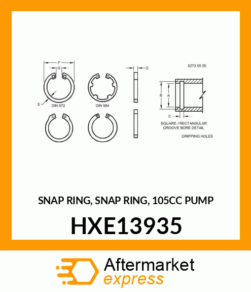 SNAP RING, SNAP RING, 105CC PUMP HXE13935