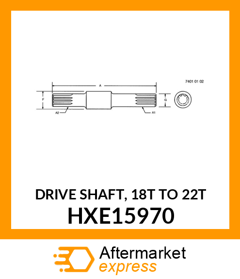 DRIVE SHAFT, 18T TO 22T HXE15970