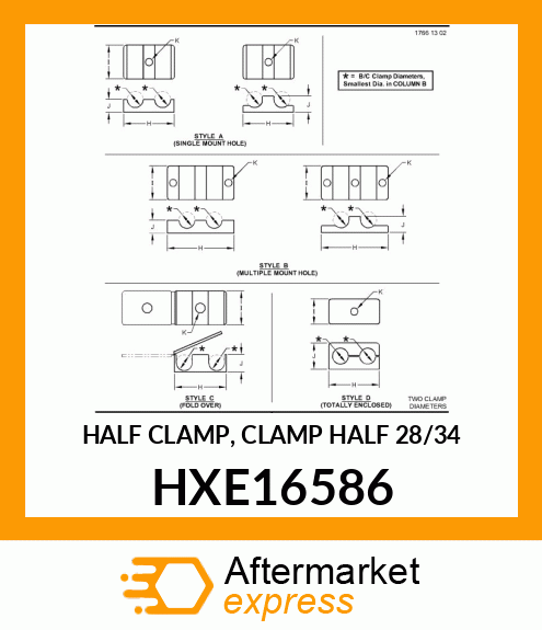 HALF CLAMP, CLAMP HALF 28/34 HXE16586