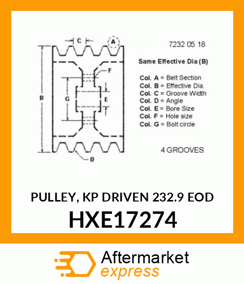 PULLEY, KP DRIVEN 232.9 EOD HXE17274