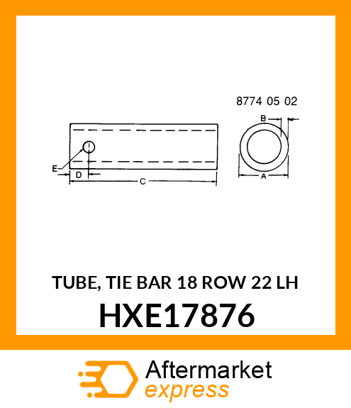 TUBE, TIE BAR 18 ROW 22 LH HXE17876