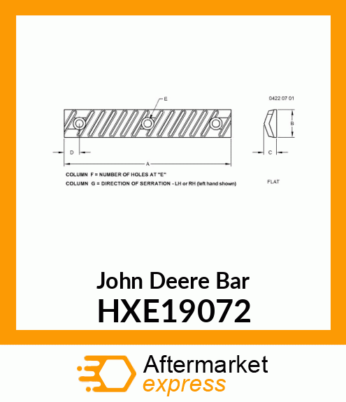 BAR, V RASP, TAILINGS RETHRESHER HXE19072