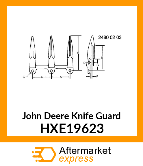 KNIFE GUARD, DUAL KNIFE CENTER, L/S HXE19623