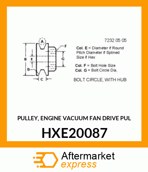 PULLEY, ENGINE VACUUM FAN DRIVE PUL HXE20087