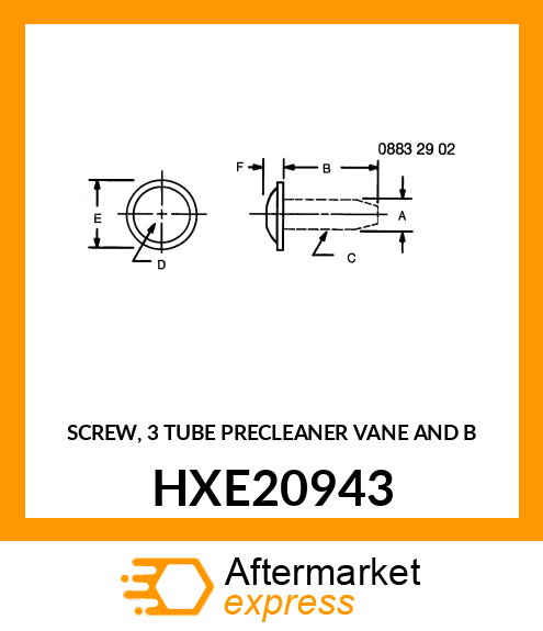 SCREW, 3 TUBE PRECLEANER VANE AND B HXE20943