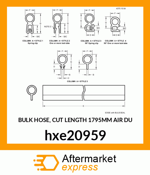 BULK HOSE, CUT LENGTH 1795MM AIR DU hxe20959