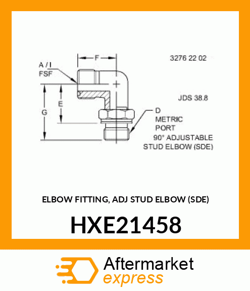 ELBOW FITTING, ADJ STUD ELBOW (SDE) HXE21458