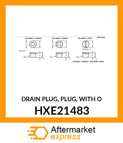 DRAIN PLUG, PLUG, WITH O HXE21483