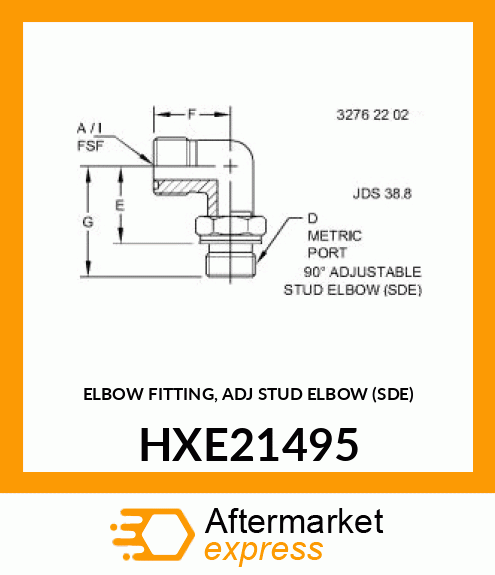 ELBOW FITTING, ADJ STUD ELBOW (SDE) HXE21495