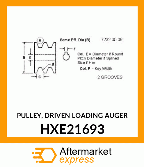 PULLEY, DRIVEN LOADING AUGER HXE21693