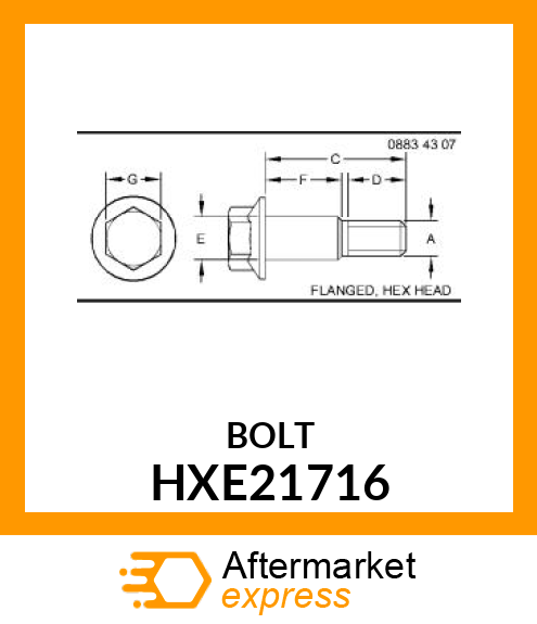 BOLT, SHOULDER, M12 X 65 HXE21716