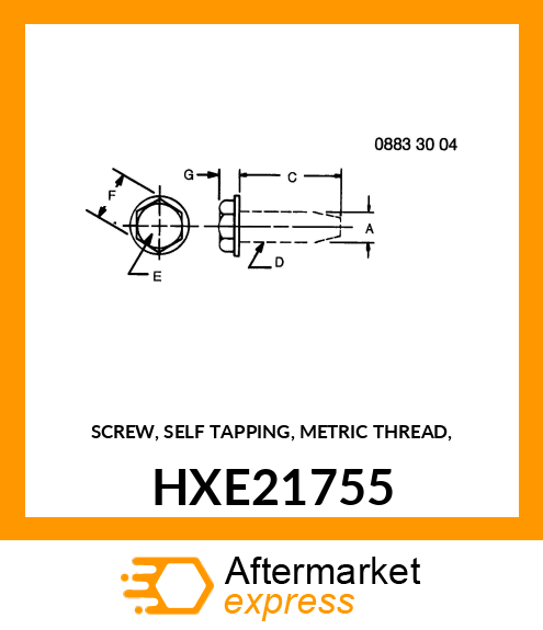 SCREW, SELF TAPPING, METRIC THREAD, HXE21755