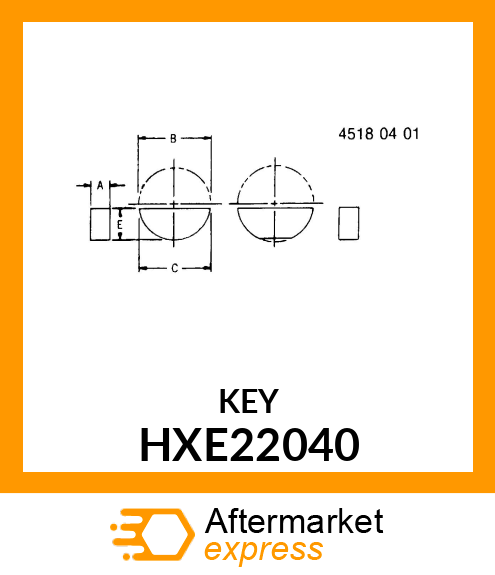 SHAFT KEY, WOODRUFF SPECIAL WIDTH HXE22040