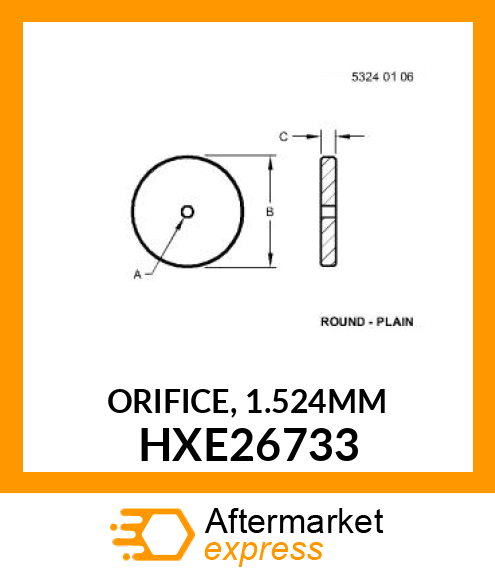 ORIFICE, 1.524MM HXE26733