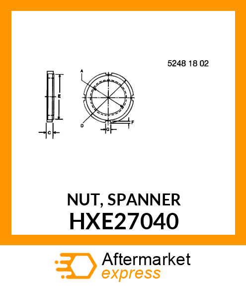 NUT, SPANNER HXE27040